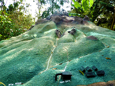 Lifesize Mount Kenya model with routes, mountain huts/camps and rivers