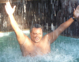 waterfall at swimming pool